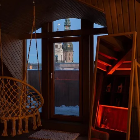 Rooftop River View Old Apartment Riga