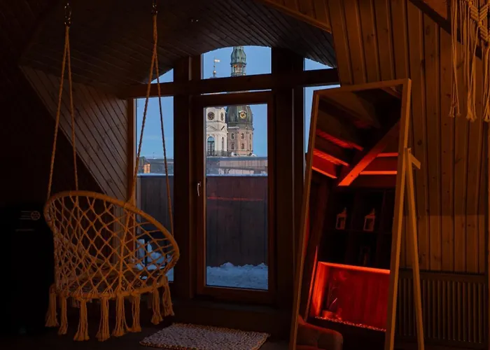 Rooftop River View Old Apartment Riga